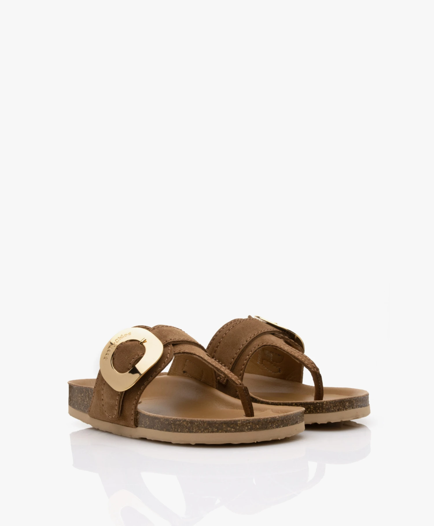 See By Chloé Chany Suède Teenslippers Met Kurkzool - Tan 4 See By Chloé Chany Suède Teenslippers Met Kurkzool - Tan - Afbeelding 4