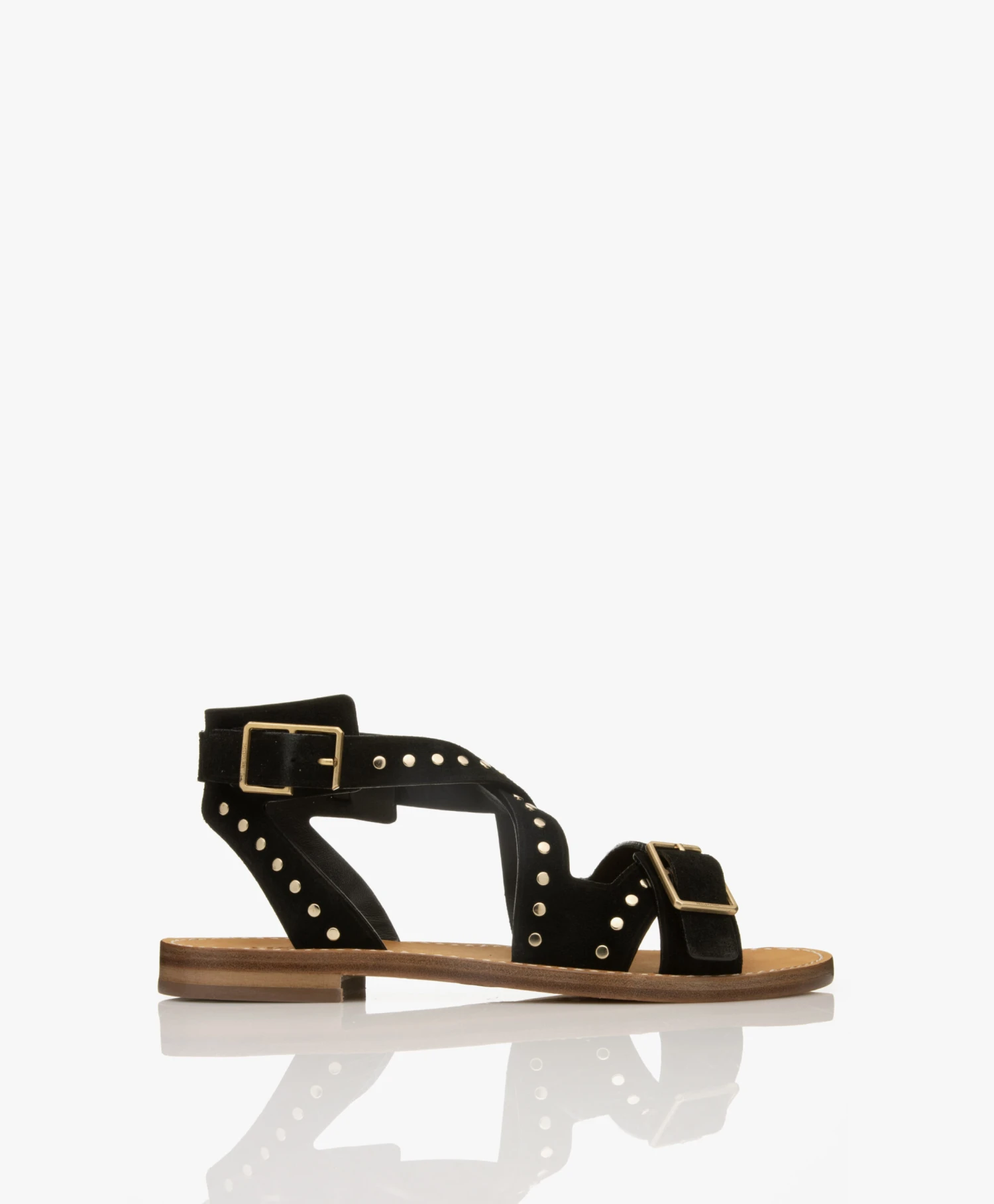 Zadig & Voltaire Cecilia Caprese Suède Leren Stud Sandalen - Zwart 1 Zadig & Voltaire Cecilia Caprese Suède Leren Stud Sandalen - Zwart