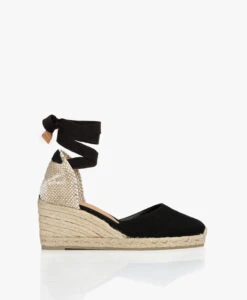 Castañer Carina 7Cm Canvas Sleehak Espadrilles - Zwart