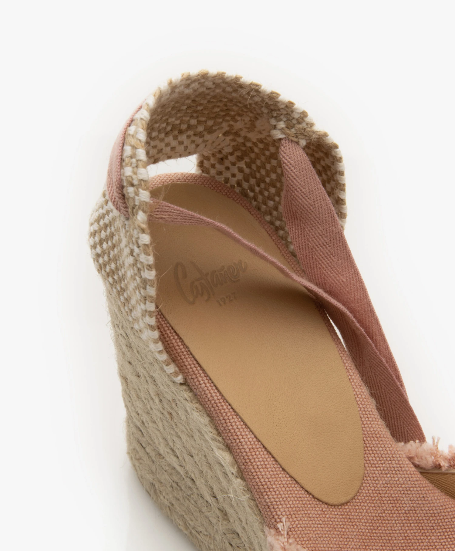 Castañer Clarina Raw Edge Sleehak Espadrilles - Rosa Empolvado 7 Castañer Clarina Raw Edge Sleehak Espadrilles - Rosa Empolvado - Afbeelding 7