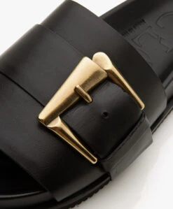 Closed Leren Slippers Met Gesp - Zwart -Mode Kleding d53115a3 d1aa 4271 b696 28695a6ebf3d 01