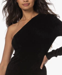 Filippa K One-Shoulder Chenille Gebreide Midi Jurk - Zwart -Mode Kleding d96fc0b5 6e33 448b a719 95b25445f7ef 182