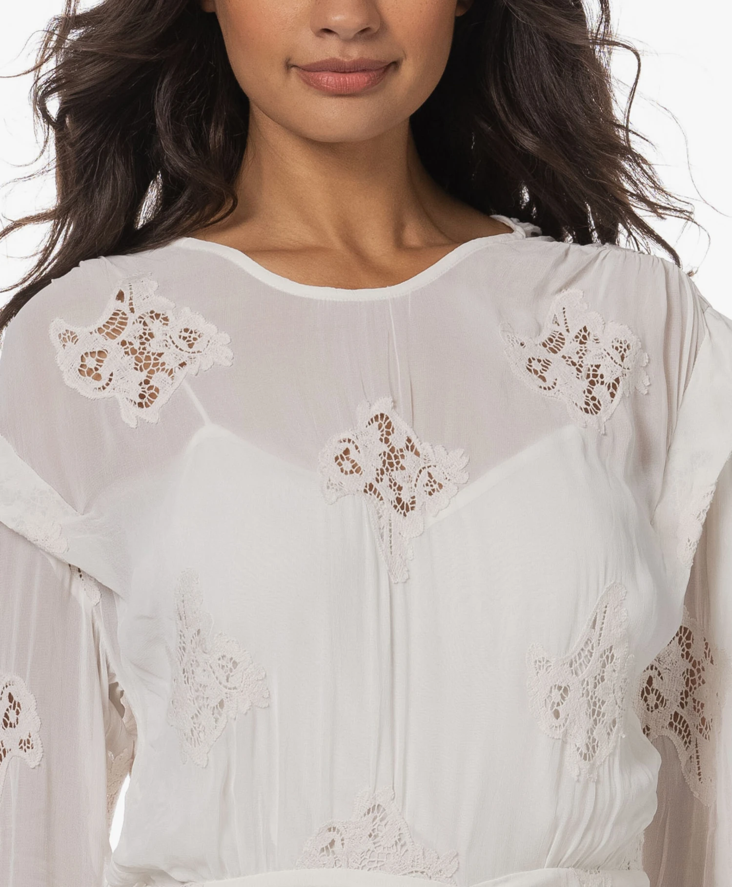 Iro Levoca Crêpe Kanten Mini Jurk - Ecru 7 Iro Levoca Crêpe Kanten Mini Jurk - Ecru - Afbeelding 7