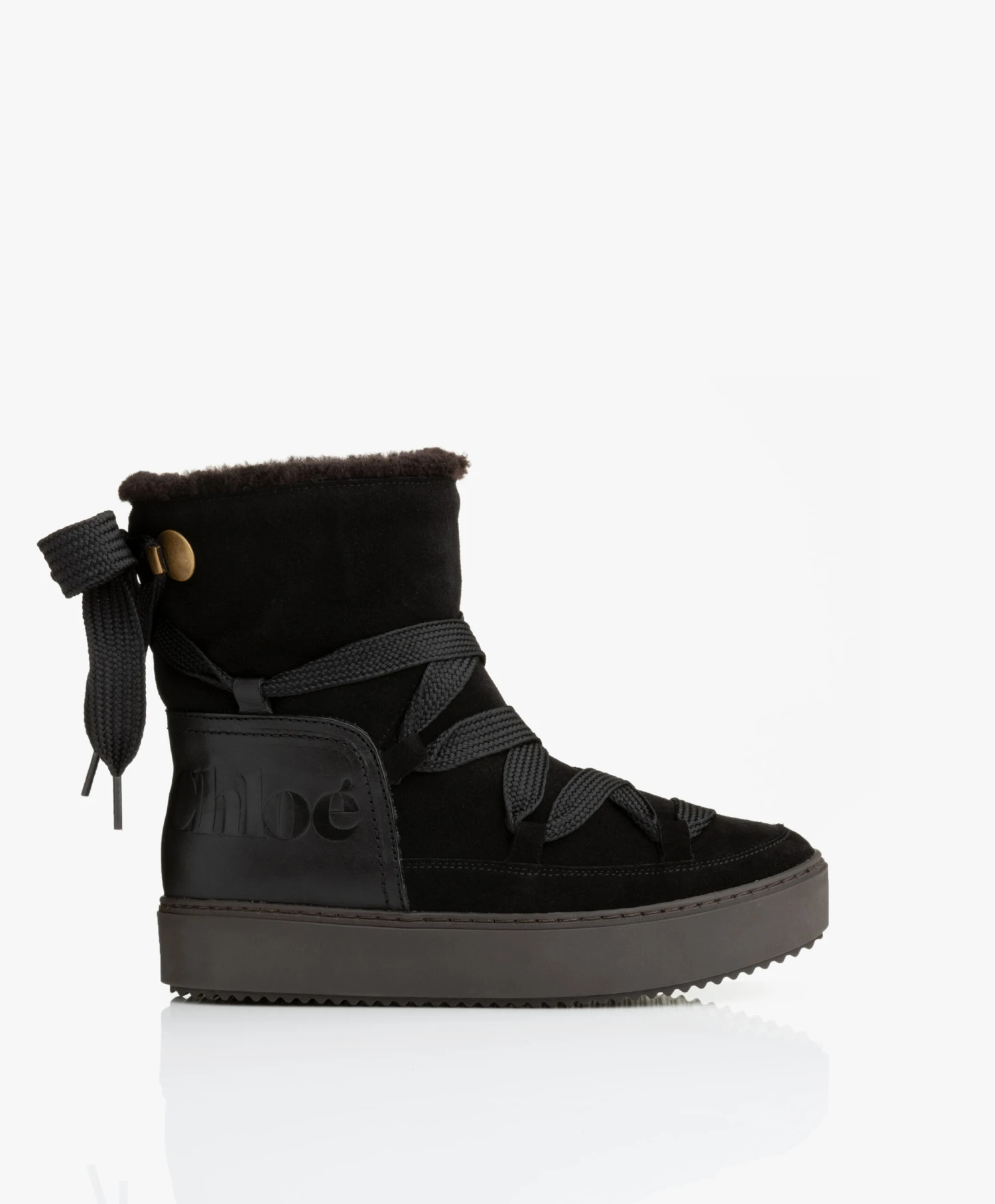 See By Chloé Charlee Suede Shearling Snowboots - Zwart/Bruin 1 See By Chloé Charlee Suede Shearling Snowboots - Zwart/Bruin