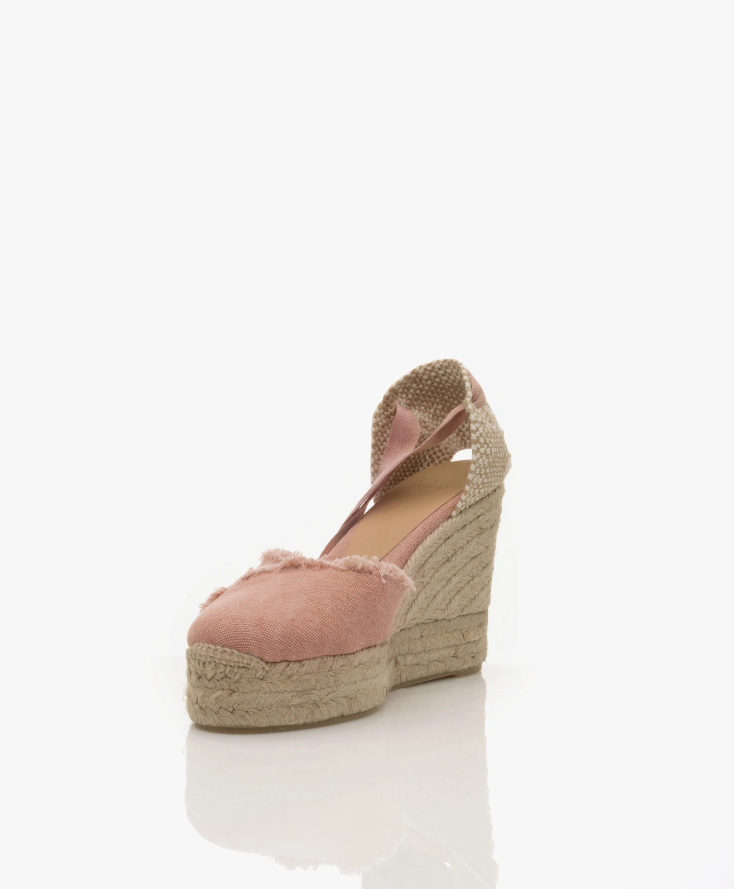 Castañer Clarina Raw Edge Sleehak Espadrilles - Rosa Empolvado 6 Castañer Clarina Raw Edge Sleehak Espadrilles - Rosa Empolvado - Afbeelding 6