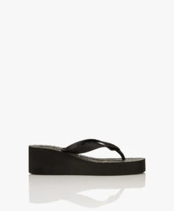 Sleepers Tapered High Platform Teenslippers Van Natuurlijk Rubber - Zwart