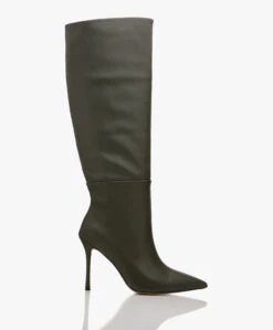 Alias Mae Boston Hoge Leren Laarzen Met Naaldhak - Olijf